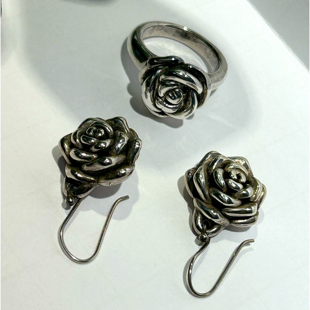 Sterling Silver Ring And Earrings Solid .925 - image 1